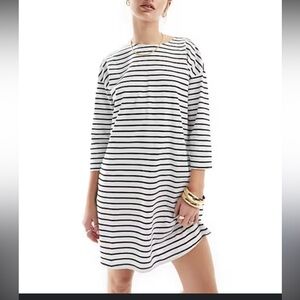 Nili Lotan Black and White Striped Linen Dress
